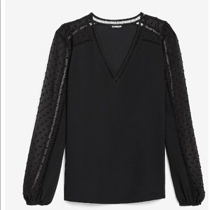 Express v neck blouse with lace sleeves